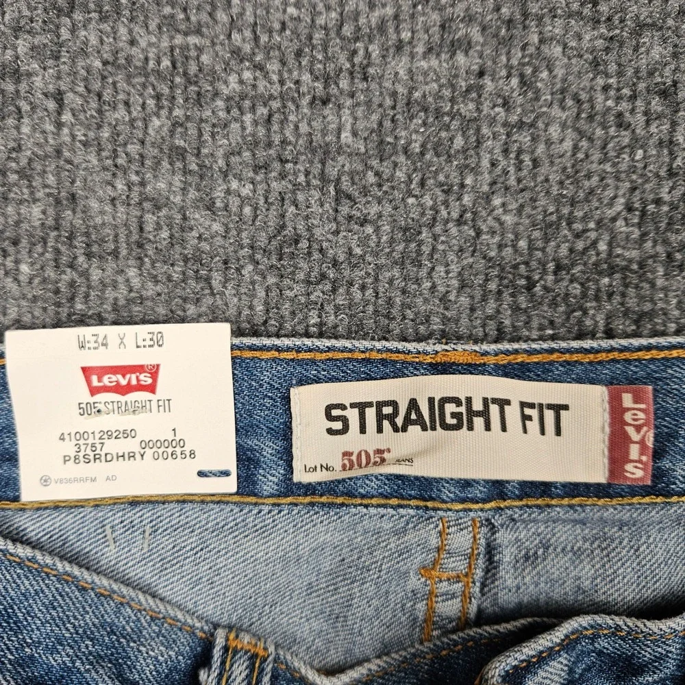 Levis 505 Straight Fit Jeans Men's 34x30 Denim Cotton Dark Wash Blue NEW Vintage